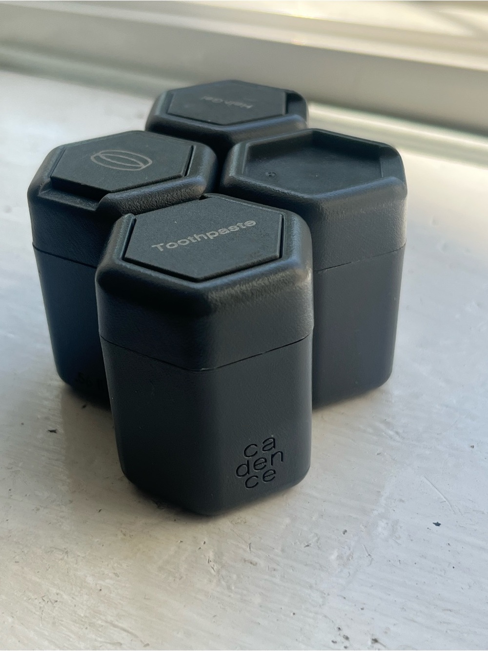 Candence The Medium Capsule Set of 4 Charcoal Grey Travel Magnetic Jars .56fl